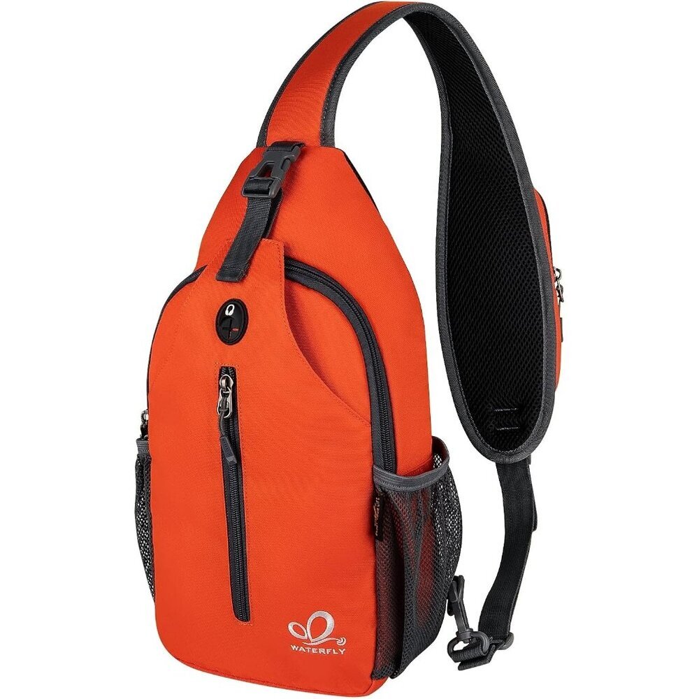 Men Coral Red Crossbody Sling Backpack Sling Bag Travel Hiking Chest Daypack
